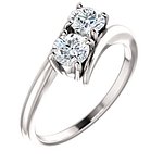 14K White 5.2 mm Round Two-Stone Engagement Ring Mounting 