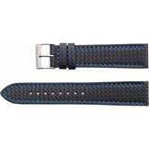 18 mm Black Sport Carbon Fiber Watch Strap with Blue Stitching 