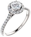 14K White 5.2 mm Round 3/8 CTW Natural Diamond Semi-Set Engagement Ring