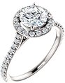 14K White 6.5 mm Round 3/8 CTW Natural Diamond Semi-Set Engagement Ring