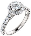 14K White 5.2 mm Round 5/8 CTW Natural Diamond Semi-Set Engagement Ring