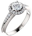 14K White 5.2 mm Round 1/6 CTW Natural Diamond Semi-Set Engagement Ring 