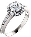 14K White 5.8 mm Round 1/6 CTW Natural Diamond Semi-Set Engagement Ring 