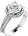 14K White 7.4 mm Round 1/6 CTW Natural Diamond Semi-Set Engagement Ring 