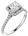 14K White 5x5 mm Square 3/8 CTW Natural Diamond Semi-Set Engagement Ring