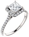 14K White 5.5x5.5 mm Square 3/8 CTW Natural Diamond Semi-Set Engagement Ring