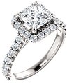 14K White 6x6 mm Square 3/4 CTW Natural Diamond Semi-Set Engagement Ring