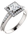 14K White 4.5x4.5 mm Square 1/6 CTW Natural Diamond Semi-Set Engagement Ring 