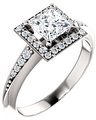 14K White 5x5 mm Square 1/6 CTW Natural Diamond Semi-Set Engagement Ring 