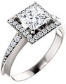 14K White 5.5x5.5 mm Square 1/5 CTW Natural Diamond Semi-Set Engagement Ring 