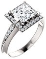 14K White 6x6 mm Square 1/5 CTW Natural Diamond Semi-Set Engagement Ring 