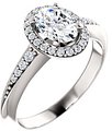 14K White 7x5 mm Oval 1/6 CTW Natural Diamond Semi-Set Engagement Ring 