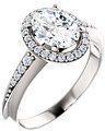 14K White 8x6 mm Oval 1/6 CTW Natural Diamond Semi-Set Engagement Ring 