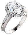 14K White 9x7 mm Oval 1/5 CTW Natural Diamond Semi-Set Engagement Ring 