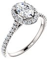 14K White 7x5 mm Oval 3/8 CTW Natural Diamond Semi-Set Engagement Ring