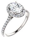 14K White 8x6 mm Oval 3/8 CTW Natural Diamond Semi-Set Engagement Ring