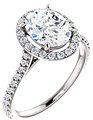 14K White 9x7 mm Oval 3/8 CTW Natural Diamond Semi-Set Engagement Ring