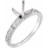 14K White 5.75x5.75 mm Square 3/8 CTW Diamond Semi-Set Engagement Ring 