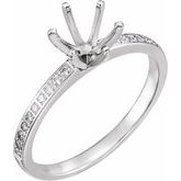 14K White 6.5 mm Round 1/5 CTW Diamond Semi-Set Engagement Ring 