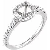 Platinum 7.5x7.5 mm Cushion 1/3 CTW Diamond Semi-Set Engagement Ring