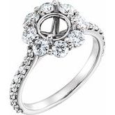 14K White 6.5 mm Round 1 1/8 CTW Diamond Semi-Set Engagement Ring 
