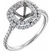 14K White 6.5x6.5 mm Cushion 1/2 CTW Natural Diamond Semi-Set Engagement Ring   