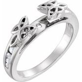 14K White 1/8 CTW Natural Diamond Semi-Set Accented Engagement Ring