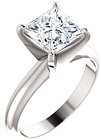 14K White 7x7 mm Square 4-Prong Light Solitaire Engagement Ring Mounting