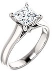 14K White 6x6 mm Square Accented Engagement Ring Mounting
