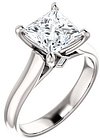 14K White 7x7 mm Square Accented Engagement Ring Mounting