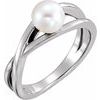 14K White Cultured White Freshwater Pearl Ring