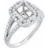 14K White 7x5 mm Emerald 3/4 CTW Natural Diamond Semi-Set Engagement Ring