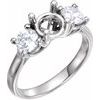 14K White 6.5 mm Round  1 CTW Diamond Semi-Set Three-Stone Engagement Ring