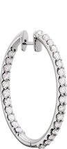14K White 3 CTW Natural Diamond Inside-Outside 35.3 mm Hoop Earrings