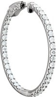 14K White 5 CTW Natural Diamond Inside-Outside 41.5 mm Hinged Hoop Earrings