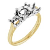 14K Yellow & White 7 mm Round Engagement Ring Mounting