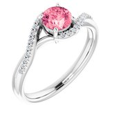 14K White Natural Passion Pink Topaz & 1/10 CTW Natural Diamond Ring