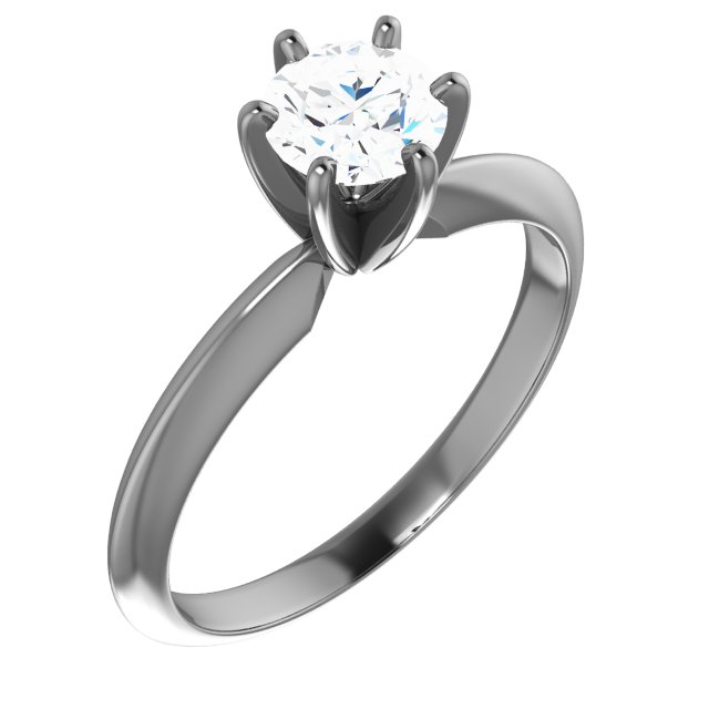 14K White 1/2 CTW Diamond 6-Prong Light Solitaire Engagement Ring