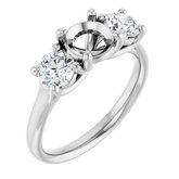 14K White 6.5 mm Round 3/4 CTW Natural Diamond Semi-Set Engagement Ring