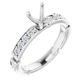 14K White 6.5 mm Round 1/2 CTW Diamond Semi-Set Engagement Ring 