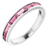 14K White Natural Pink Tourmaline Ring 