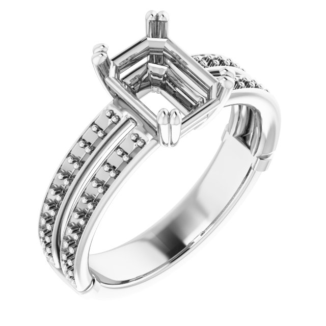 Platinum  8x6 mm Emerald Engagement Ring Mounting