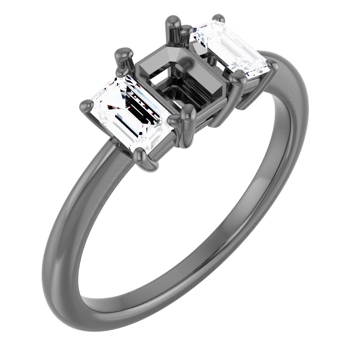 Platinum 6.5x4.5 mm Emerald 3/4 CTW Diamond Semi-Set Engagement Ring 