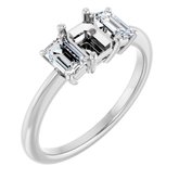 18K White 6.5x4.5 mm Emerald 3/4 CTW Diamond Semi-Set Engagement Ring 