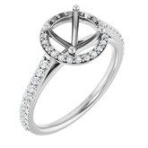 14K White 7.4 mm Round 1/3 CTW Natural Diamond Semi-Set Engagement Ring