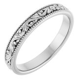 14K White 3.2 mm Floral-Inspired Band Size 7