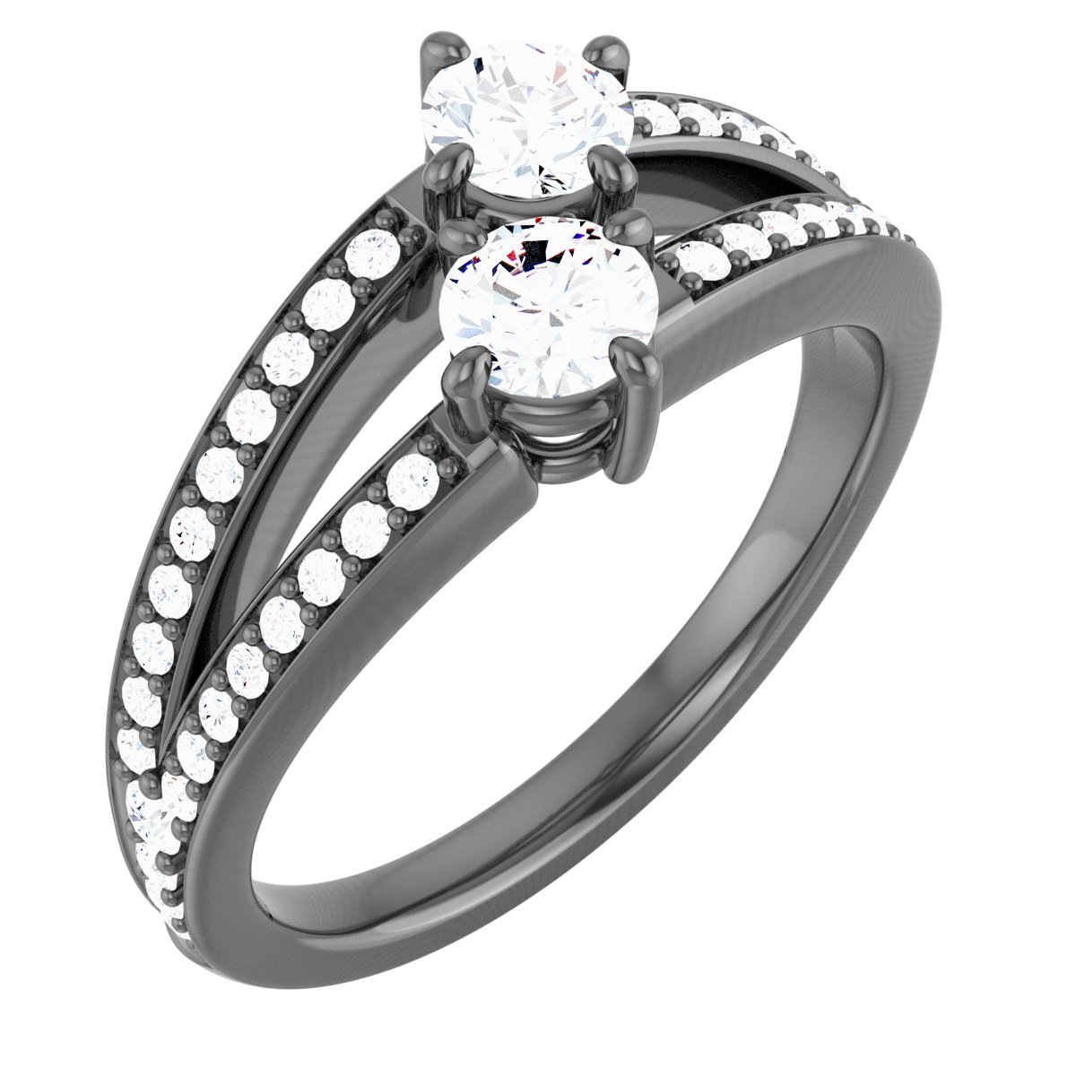 14K White  4.1 mm Round Engagement Ring Mounting