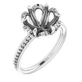 Platinum 9 mm Round Floral-Inspired  Engagement Ring Mounting
