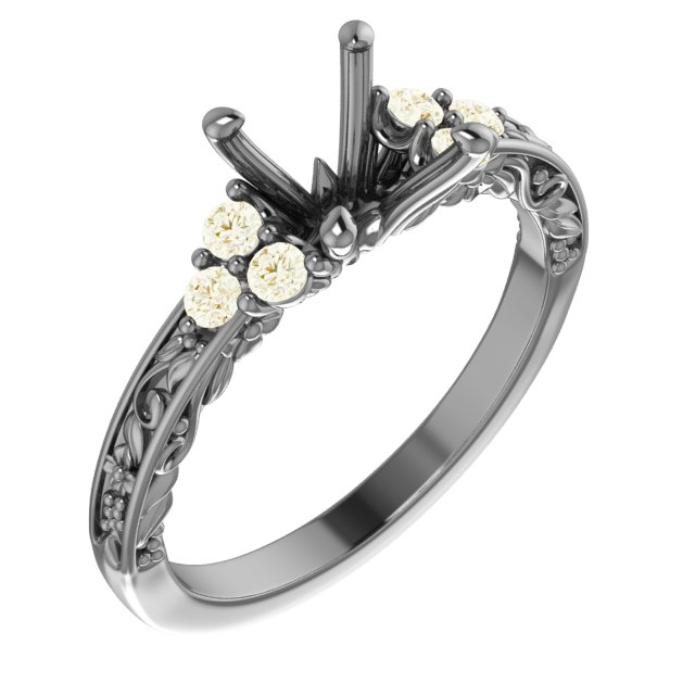 14K Yellow 7 mm Round 1/5 CTW Diamond Semi-Set Engagement Ring