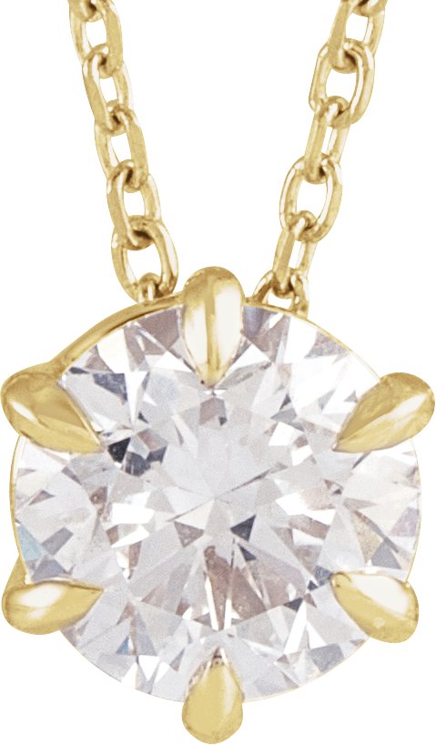 14K Yellow 1 CT Lab-Grown Diamond Solitaire 16-18" Necklace